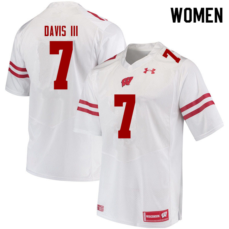 Women #7 Danny Davis III Wisconsin Badgers College Football Jerseys Sale-White - Click Image to Close